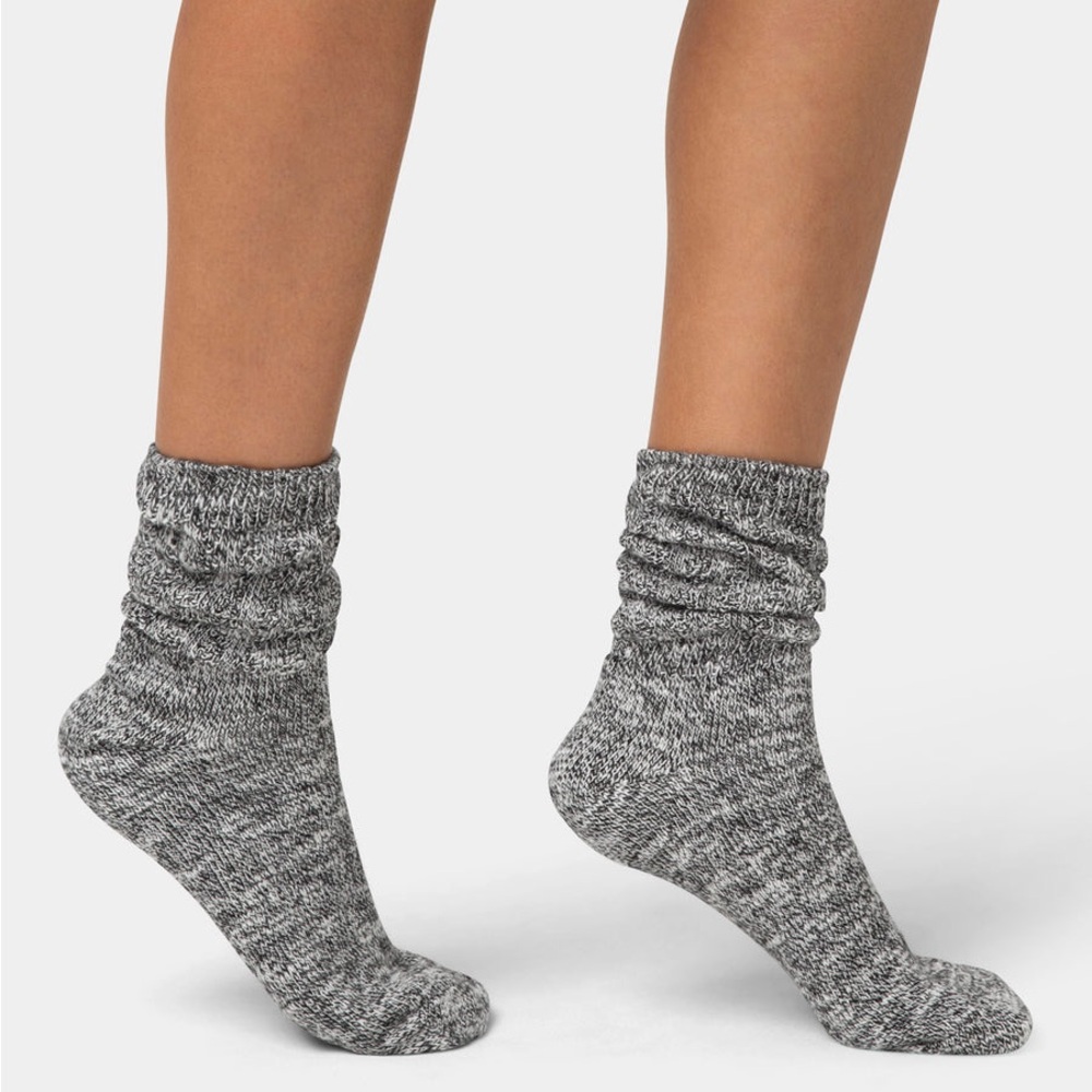 No Nonsense Super Soft Black Marl Slub Crew Sock 2 Pair Pack